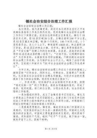 镇社会治安综合治理工作汇报 