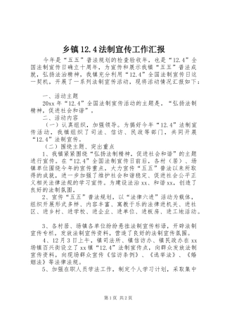乡镇12.4法制宣传工作汇报 