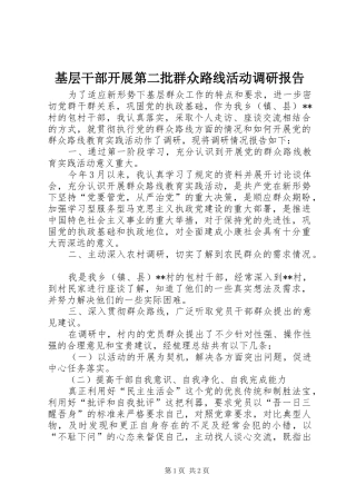 基层干部开展第二批群众路线活动调研报告 