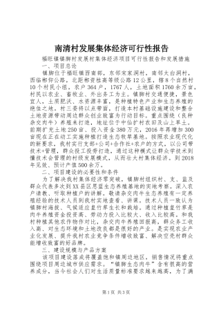 南清村发展集体经济可行性报告 