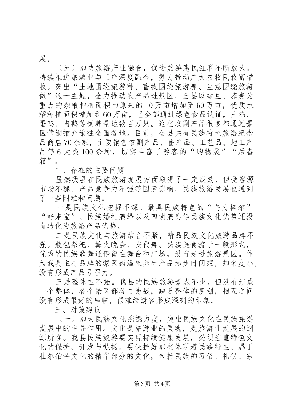 关于全县民族旅游发展情况的调研报告 _第3页