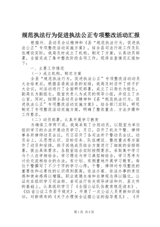 规范执法行为促进执法公正专项整改活动汇报 