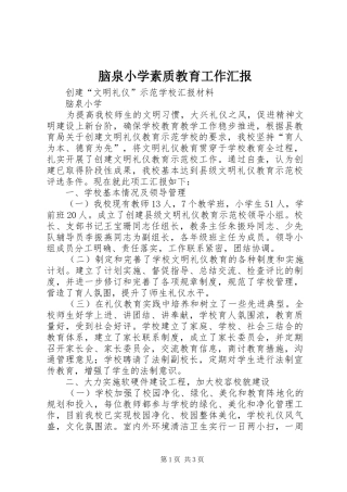 脑泉小学素质教育工作汇报 