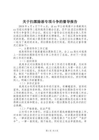 关于扫黑除恶专项斗争的督导报告 