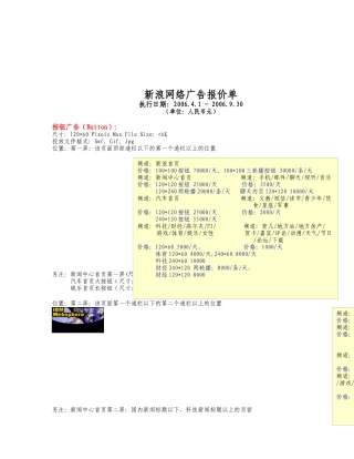关于新浪网络广告报价单