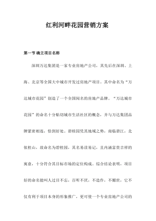 深圳河畔花园营销全程方案