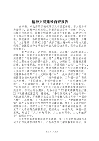 精神文明建设自查报告 