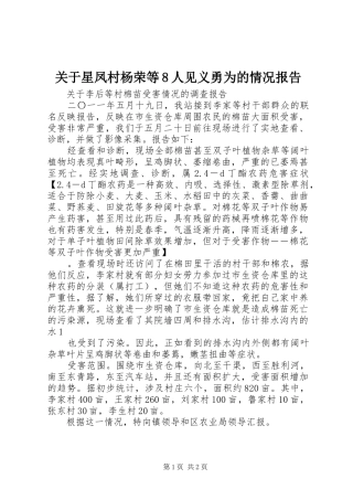 关于星凤村杨荣等8人见义勇为的情况报告 