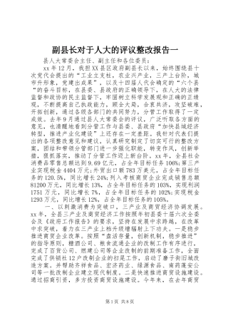 副县长对于人大的评议整改报告一 