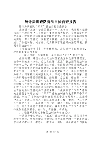 统计局调查队普法自检自查报告 