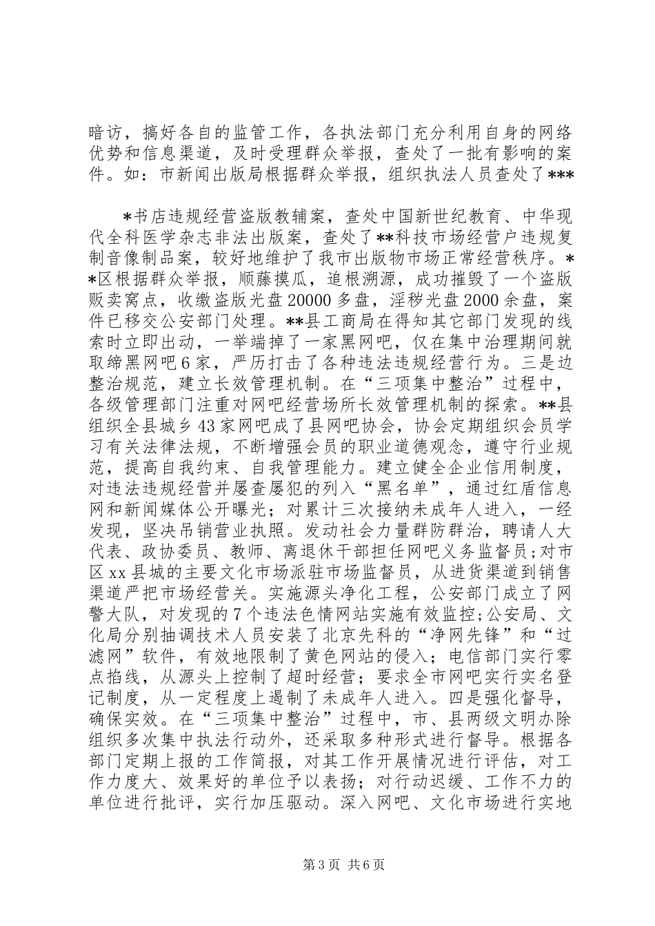 关于对XX市“三项集中整治”活动的调研报告 _第3页