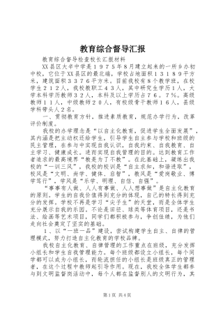 教育综合督导汇报 