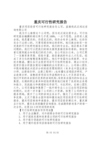 重庆可行性研究报告 