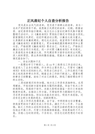 正风肃纪个人自查分析报告 