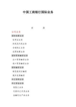 中国某银行国际业务