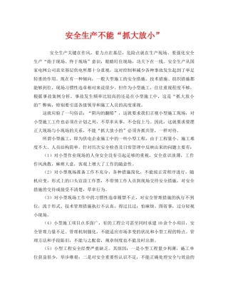 《安全管理文档》之安全生产不能“抓大放小” 