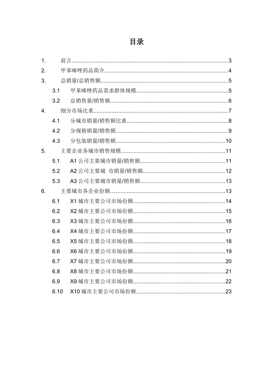 X年甲苯咪唑药品销售数据市场调研报告_第2页