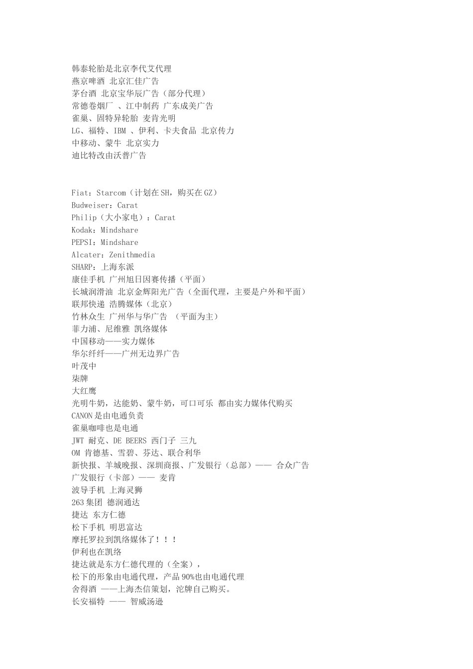 知名企业及其广告代理公司介绍_第3页