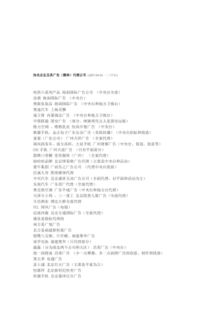 知名企业及其广告代理公司介绍
