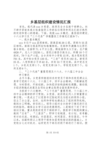 乡基层组织建设情况汇报 