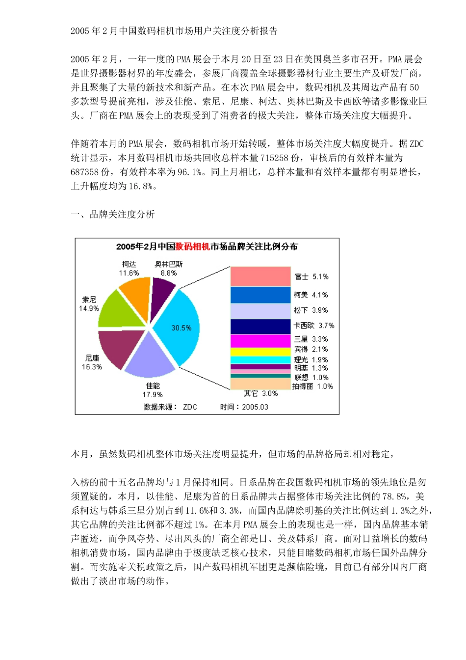 中国数码相机市场用户关注度分析报告_第1页