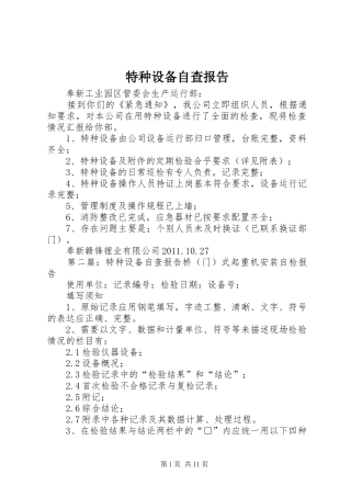 特种设备自查报告 