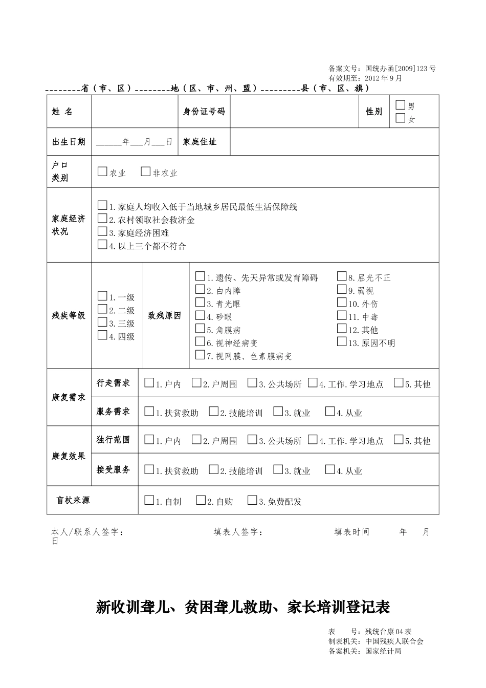 “十二五”残疾人事业统计台账卡片表_第3页