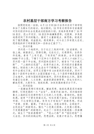 农村基层干部南方学习考察报告 