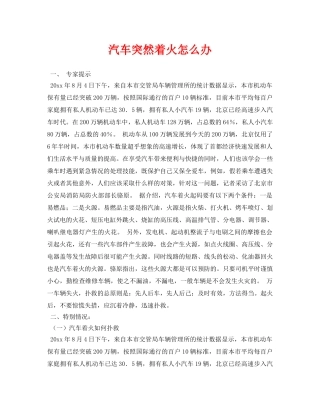 《安全常识-灾害防范》之汽车突然着火怎么办 