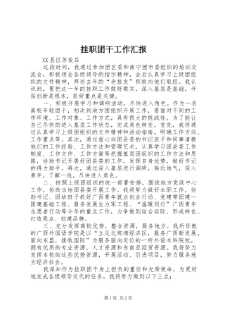 挂职团干工作汇报 