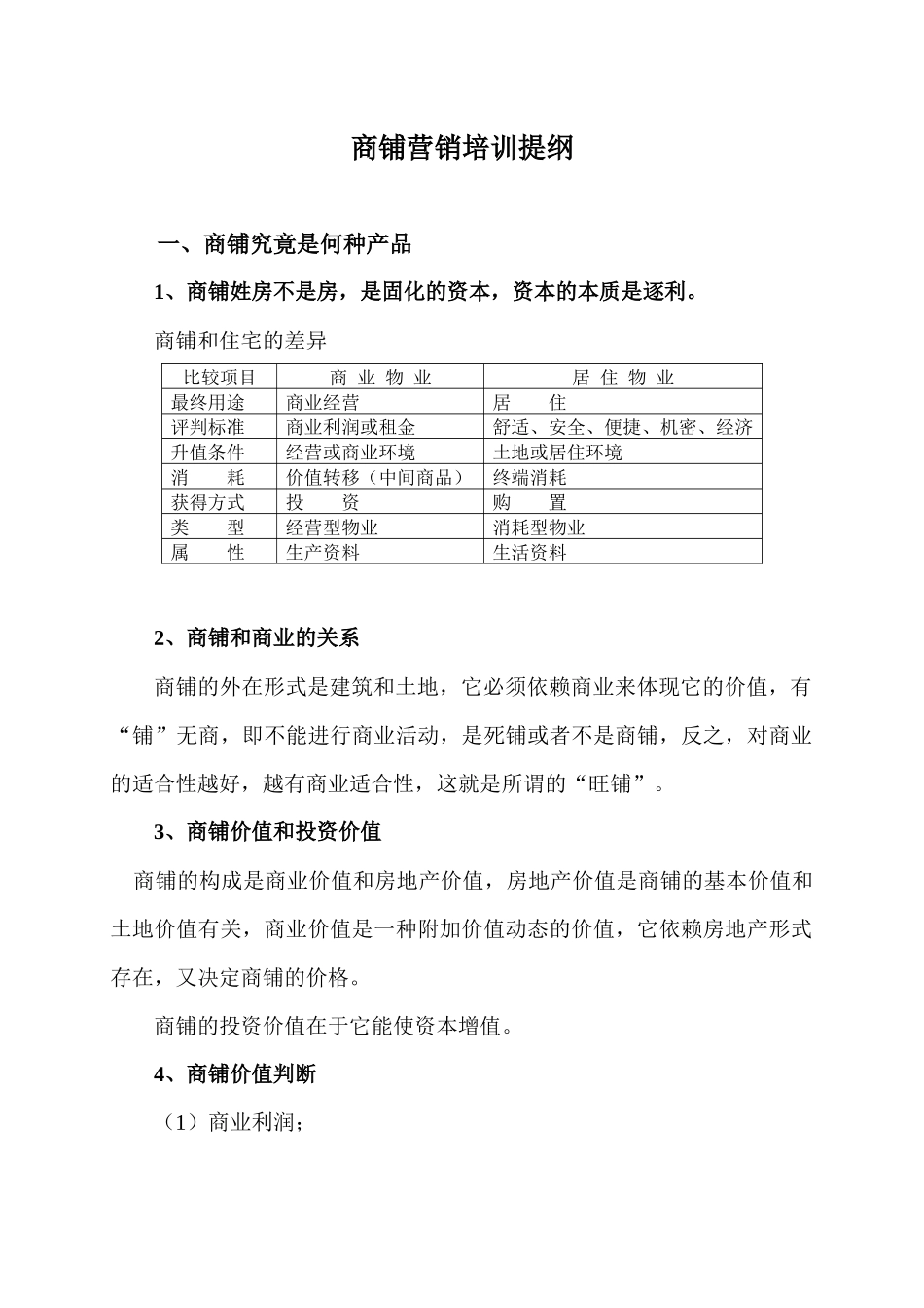 商铺营销培训提纲_第1页