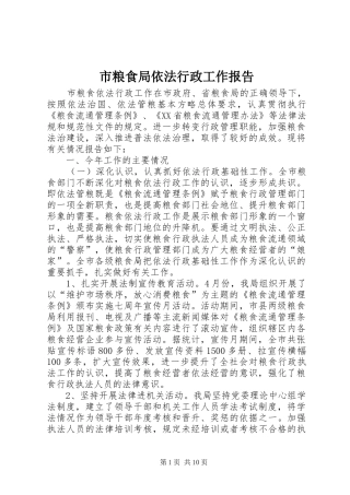 市粮食局依法行政工作报告 