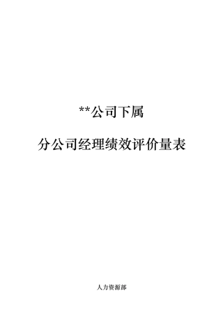 分公司总经理经理绩效评价量表（使用版）