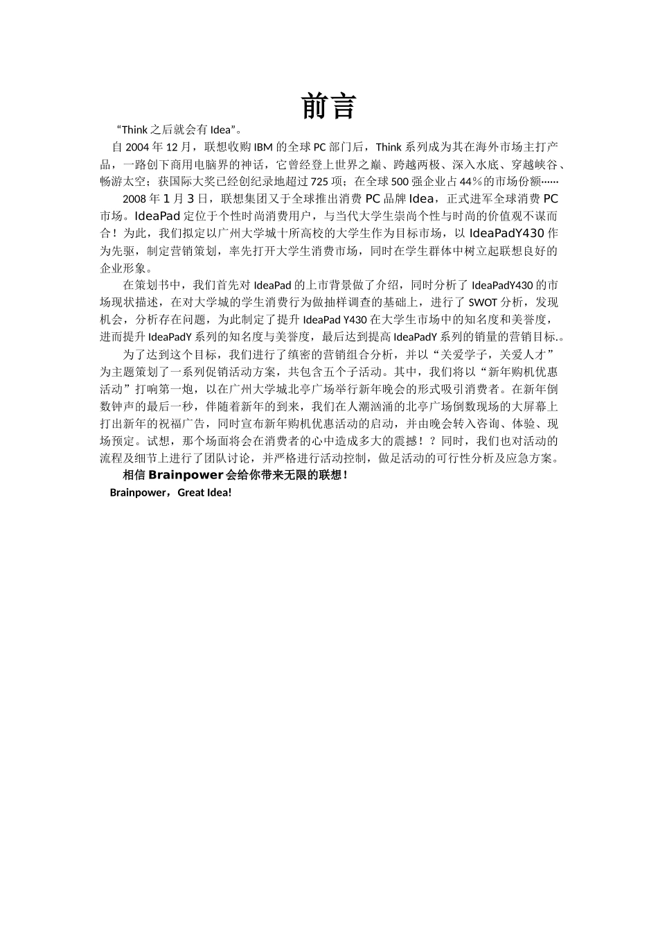 ok-Brainpower——IdeaPad营销策划书_第3页