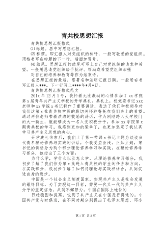 青共校思想汇报 