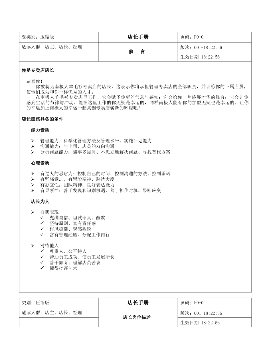 南极人羊毛衫专卖店店长手册_第1页