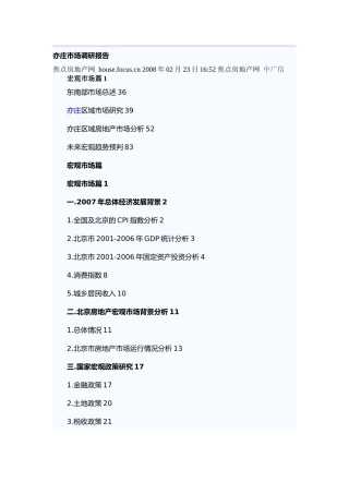 世联-亦庄房地产市场调研报告