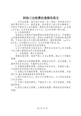 科协三公经费自查报告范文 