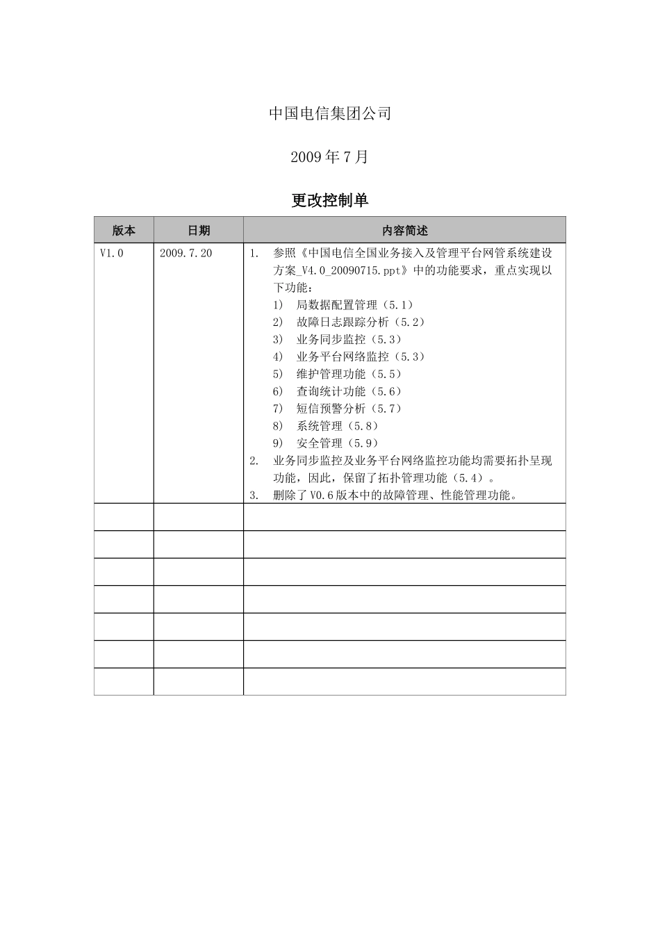 中国电信全国业务接入及管理平台网管规范功能需求分册_第2页