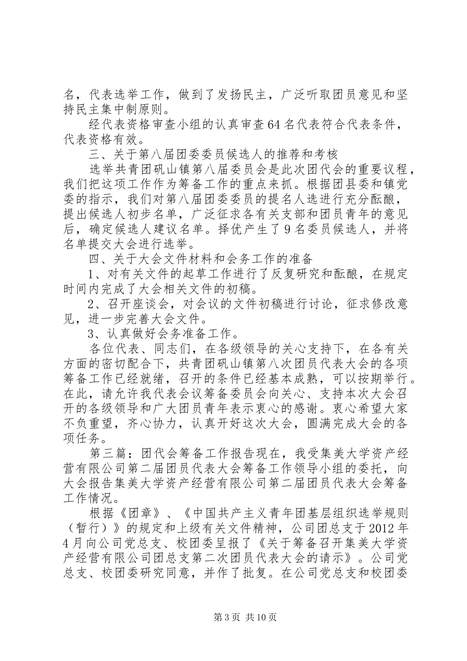 团代会筹备工作报告 _第3页