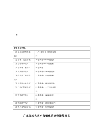 广东邮政大客户营销体系建设指南