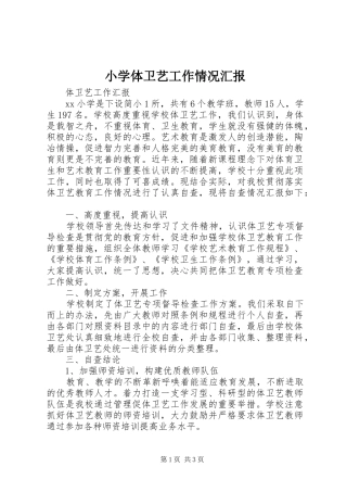 小学体卫艺工作情况汇报 