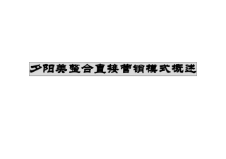 夕阳美整合直接营销模式概述(1)