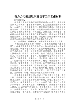 电力公司基层组织建设年工作汇报材料 