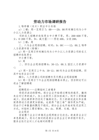 劳动力市场调研报告 