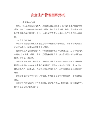 《安全管理》之安全生产管理组织形式 