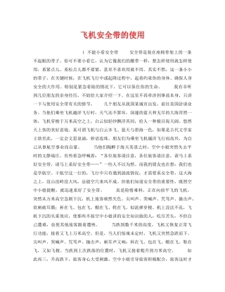 《安全管理》之飞机安全带的使用 