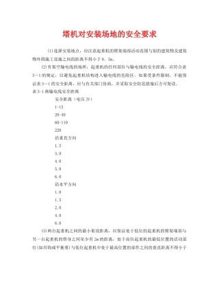 《安全管理》之塔机对安装场地的安全要求 