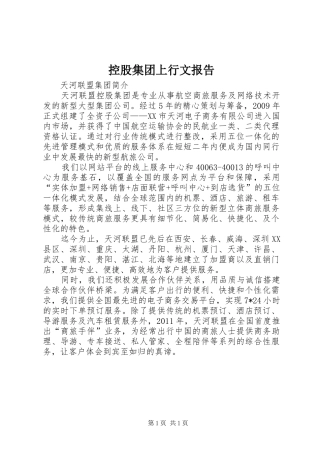 控股集团上行文报告 