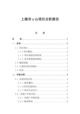 上海市某项目市场分析研究报告